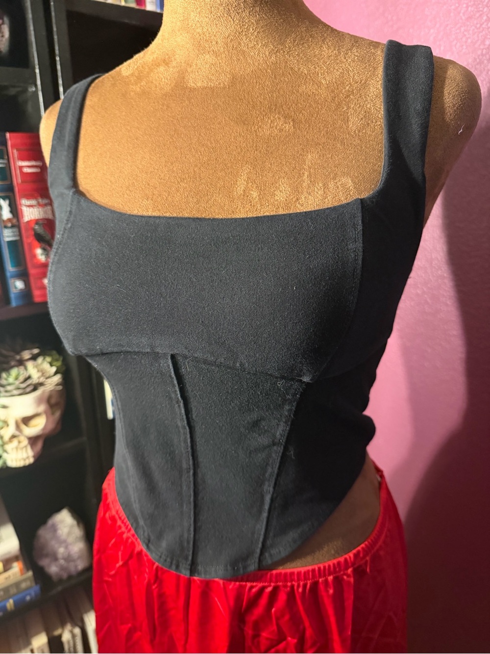 Garage Black Square-Neck Corset Crop Top